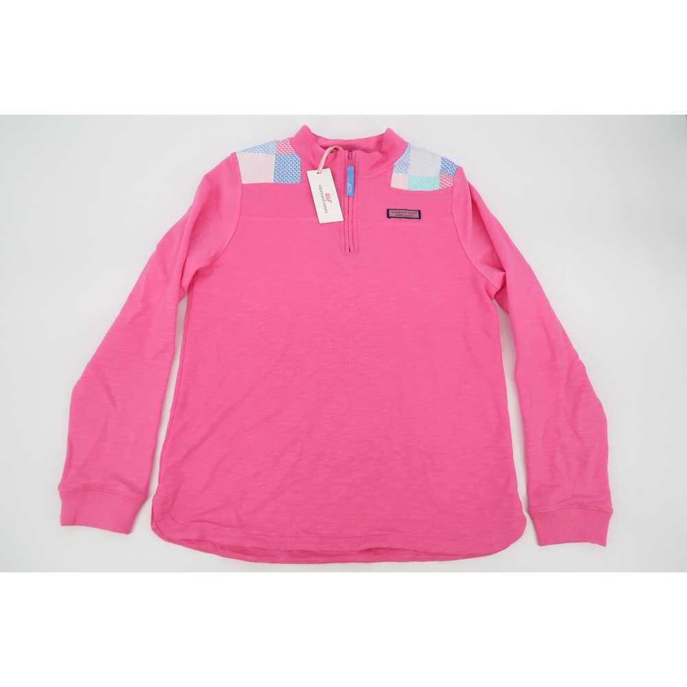 Vineyard Vines Girls XL Patchwork Print 1/4 Zip‎ Relaxed Shep Shirt
